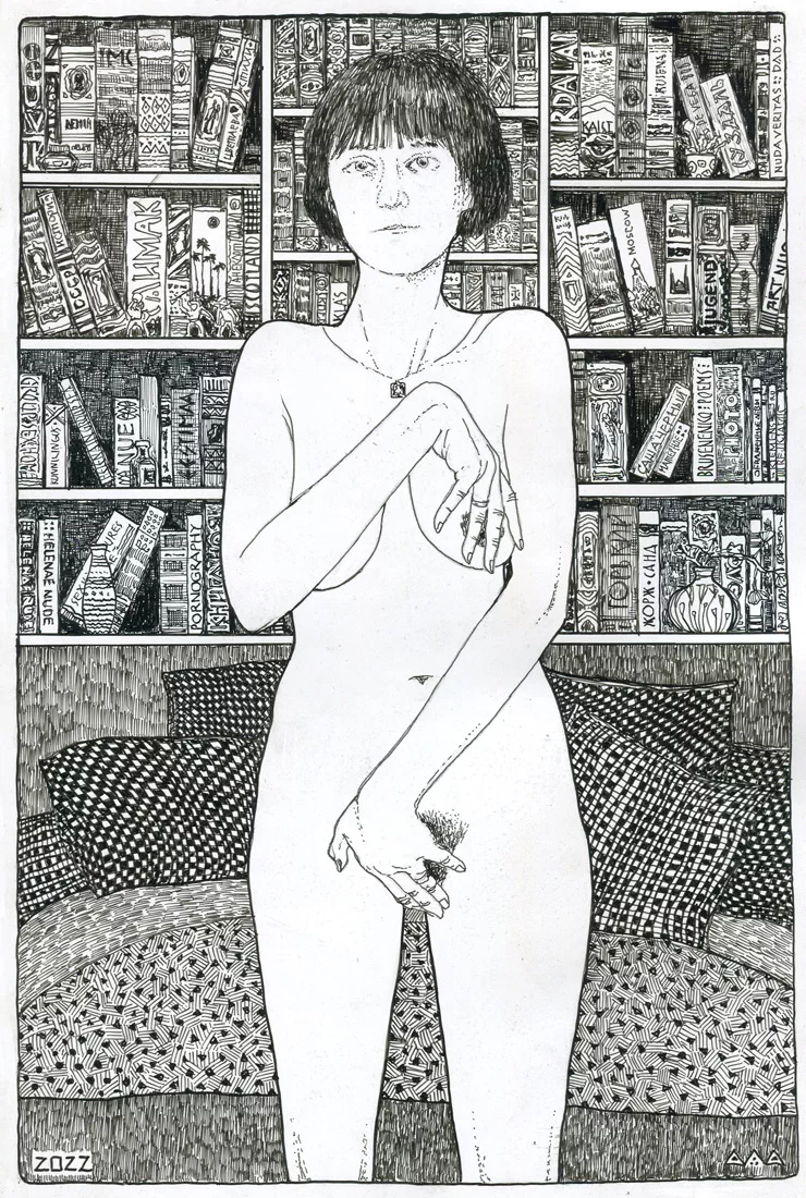 Картина «₪₪₪ HELENAE NUDE ₪₪₪». Техника: мелованная бумага, восковой карандаш, игла. Размер: 21×29 см. Год: 2022.
